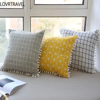 

LOVRTRAVEL Sofa throw Cushion Covers Yellow White Decorative Throw pillows Plaid Pillow Cover Home Decor 45x45cm para sofa