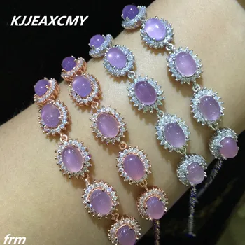 

KJJEAXCMY Fine jewelry The peach blossom lotus stone powder natural chalcedony Bracelet wholesale 925 silver bracelet Ms.
