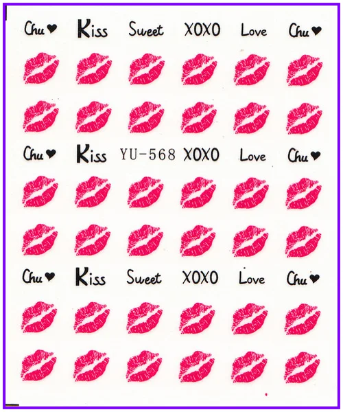 Nail Sticker FLOWER BUTTERFLY MARINE CONCH KISSES LIP STICK Water Transfers Stickers Nail Decals Stickers Water YU561-572