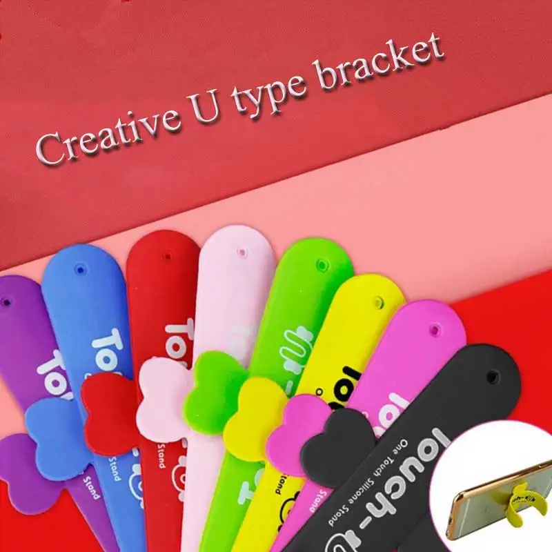 

The Butterfly Magic Bracket Touch U Shape Mobile Phones Support Silicone Stent Applauded For iPhone 7 8 Plus For Samsung S7 Edge