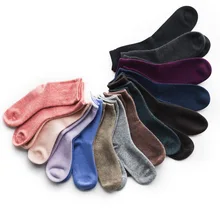 Козий кашемир толстые вязаные женские носки сплошной цвет EU/26-39