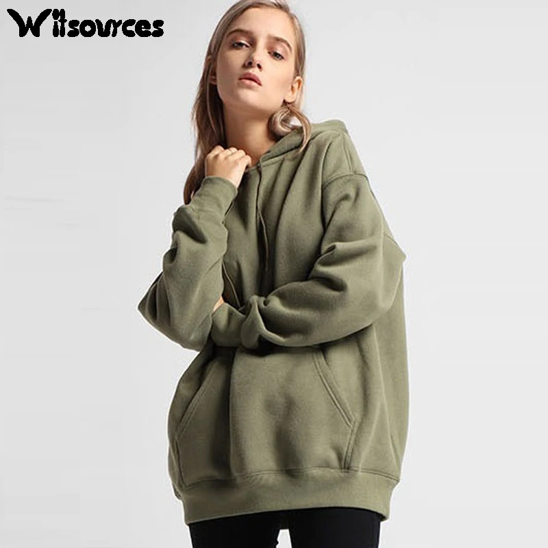 Witsources women oversize hoodies autumn new fashion fleece thick loose ...