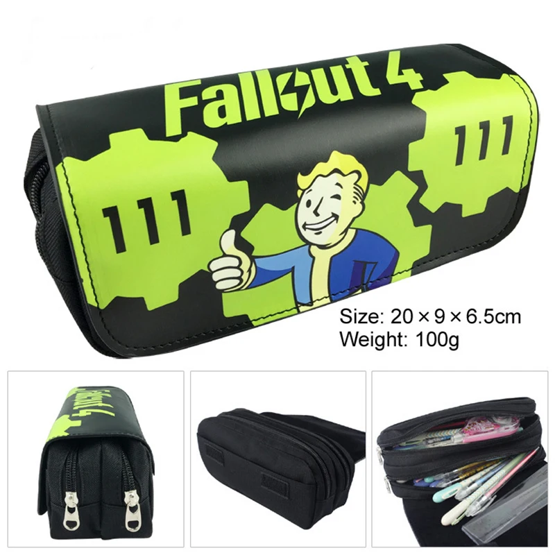 

Fallout 4 Cosmetic Cases Double Pencil Holder Children School Supplies Cosplay Game Makeup Bags Large Stationery Storage Bags