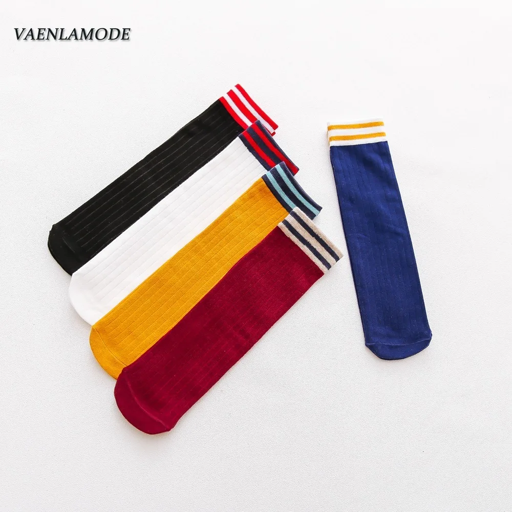 

VAENLAMODE New Pile of Socks In The Tube Socks Cotton Two Bars Autumn and Winter Double Needle Women's Socks Without Heel