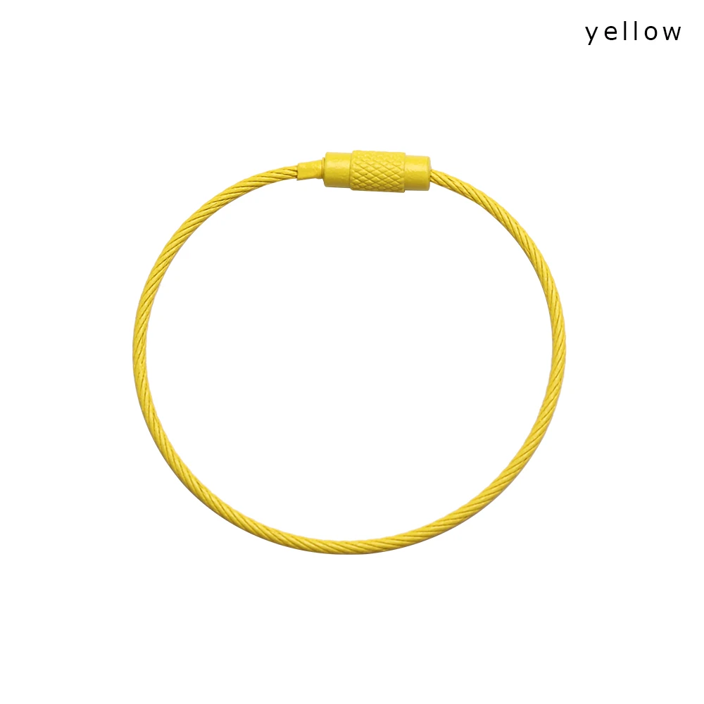 10 шт. 1,5*150 мм нержавеющая сталь круг петля багажная бирка держатель брелок на веревке брелок EDC(для ежедневного использования) кабель проволока винт замок Открытый Инструменты - Цвет: yellow