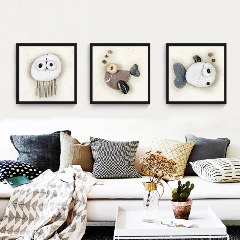 

Creative cartoon Children's room wall painting with frame Living room decoration painting modern mural Nordic wall painting