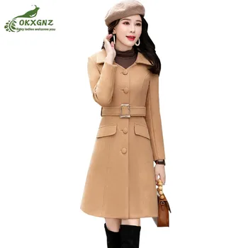 

High-end Woolen Jacket Women Single-Breasted Tops Autumn Winter Women's New Thick Warm Woolen Coat Medium Long Parkas Outwear