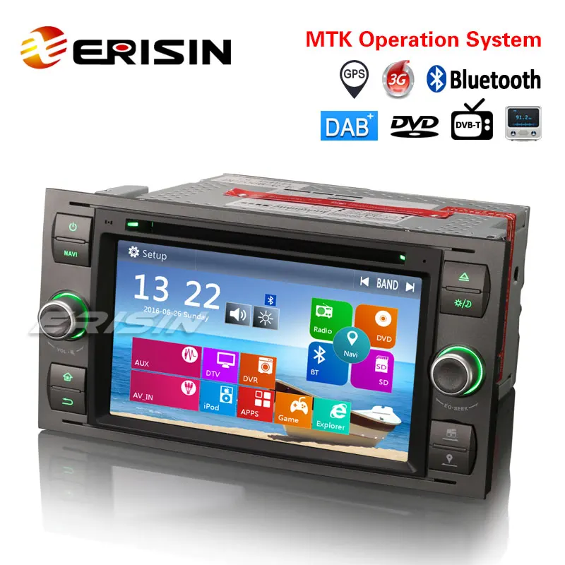 Top ES7166F 7" Car Multimedia System 3G Radio FM DVD GPS DAB+ Bluetooth for Fiesta Kuga Fusion Focus Transit 2