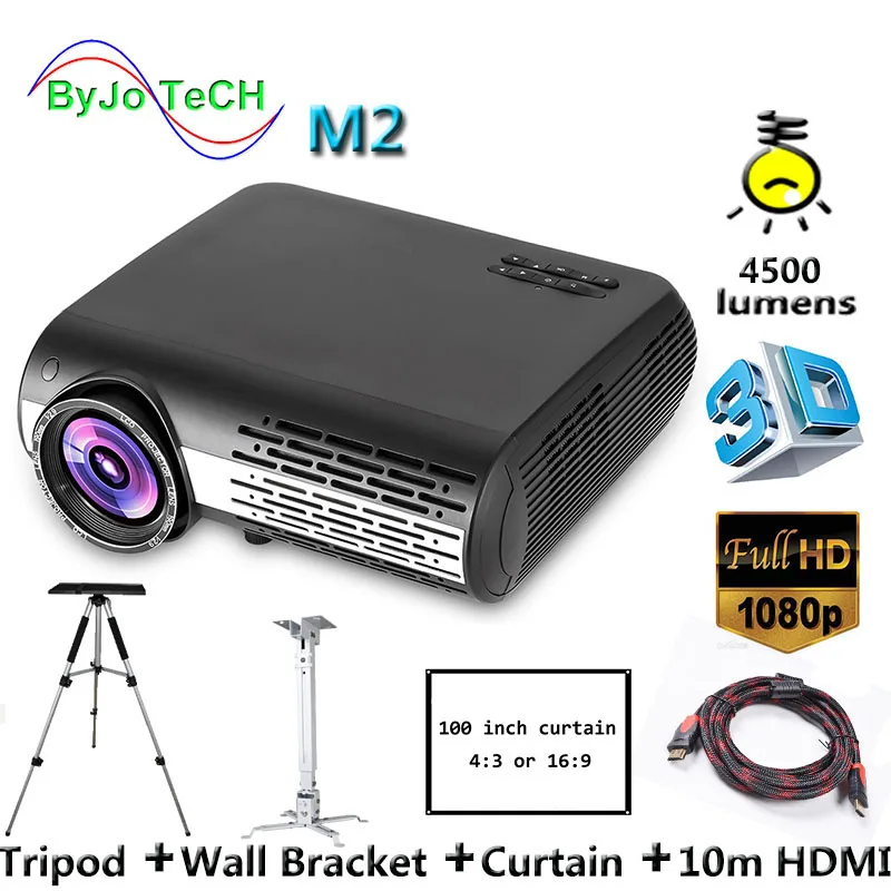 Poner Saund M2 4500 Lumens LED projector 1280*800 FULL HD 1080P 3D Movie Support USB VGA AV Vs M5 10m HDMI Tripod Wall Bracket Poner Saund M2 4500 Lumens LED projector 1280*800 FULL HD 1080P 3D Movie Support USB VGA AV Vs M5 10m HDMI Tripod Wall Bracket