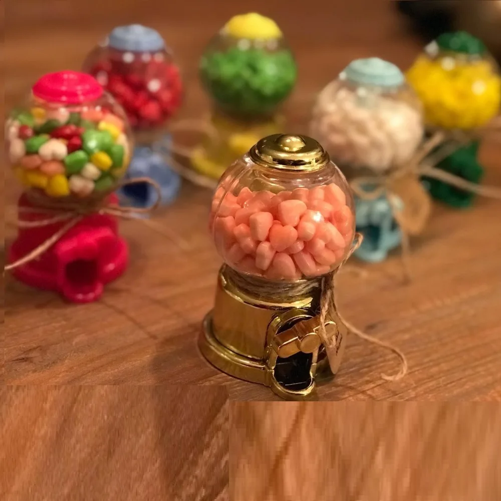 Custom name 24 pcs lot DIY Plastic Gumball Machine Design Wedding