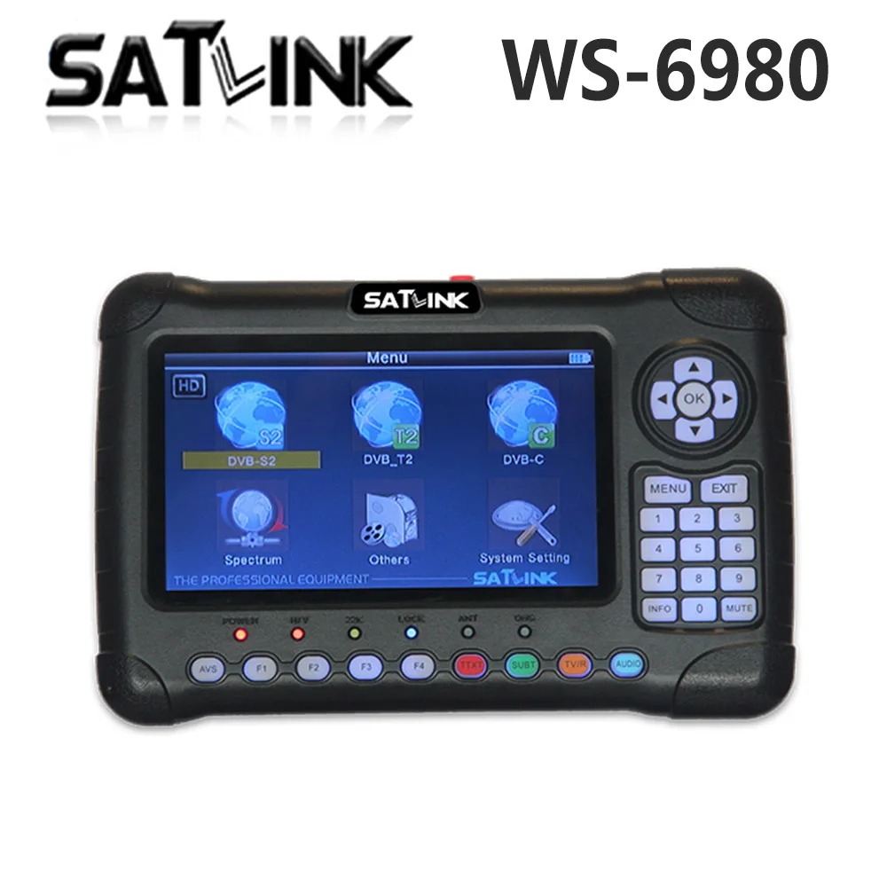 Satlink WS-6980 7inch HD LCD Screen DVB-S2 DVB-T DVB-T2 DVB-C WS 6980 Combo Finder with Spectrum Analyzer constellation Meter