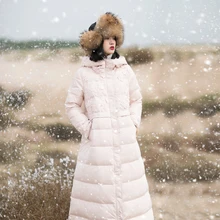 Новое зимнее хлопковое вышитое ретро пальто с капюшоном тонкая Длинная утолщенная куртка женская