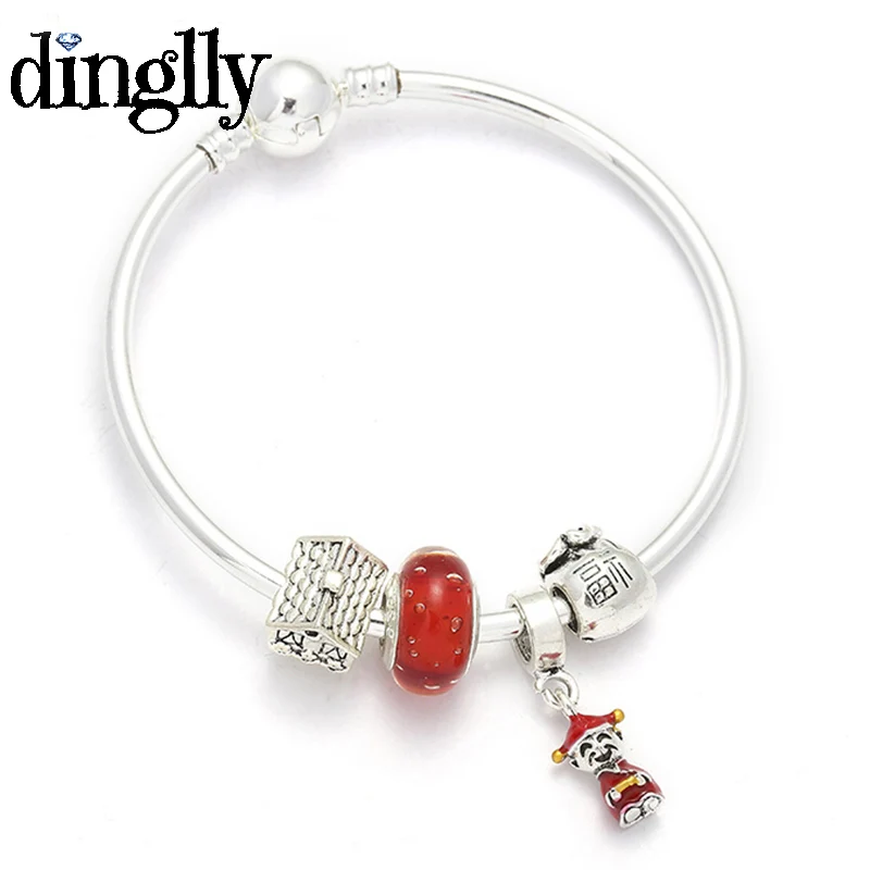 DINGLLY мультфильм Пара висячие Pulsera Шарм браслет с медведем Тигр бусины модные бренды браслеты с медведями браслет для женщин