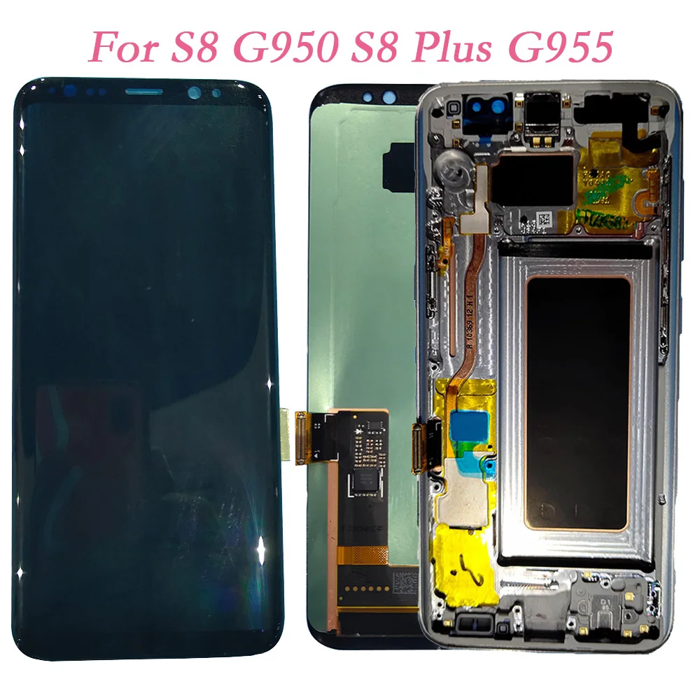 Супер AMOLED для Samsung Galaxy S8 G950 G950F сенсорный экран дигитайзер ЖК-дисплей рамка G955 Plus