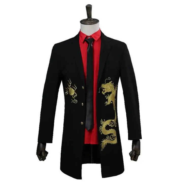 ^*Best Offers Мужские костюмы средней длины с вышивкой, дизайнерские сценические костюмы Золотого Дракона Для певцов, Мужской Блейзер, куртка в Звездном ... ^*Best Offers Мужские костюмы средней длины с вышивкой, дизайнерские сценические костюмы Золотого Дракона Для певцов, Мужской Блейзер, куртка в Звездном ...