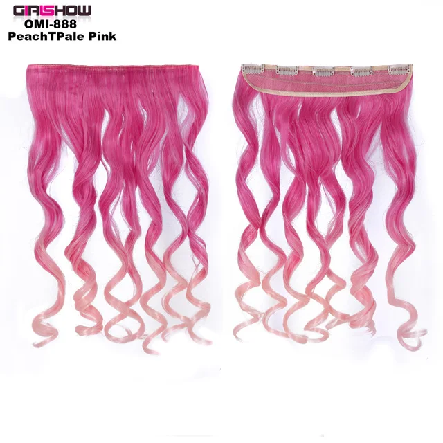 Girlshow 2" Синтетические наращивание волос one piece 5 клипы на чистую клип в волнистые волосы парики OMI888 100 г, 10 шт./лот - Цвет: OMI888 PeachTPalePK