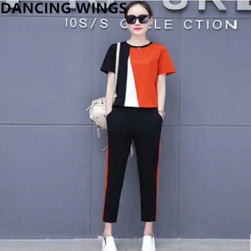 

Spring Summer Tracksuit Women 2 Pieces Set Causal Long Sleeve Crop Top + Long Pants Women's Sets Plus Size S-4XL