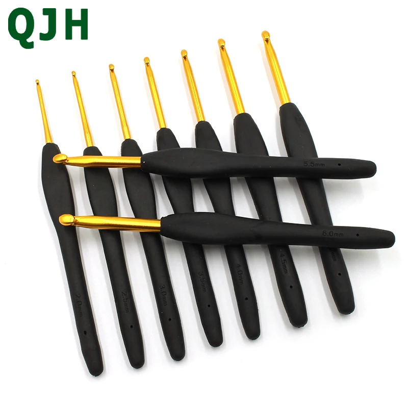 2,0-6,0 мм набор крючков для вязания крючком алюминиевые эргономичные спицы для вязания крючком с красочными мягкими резиновыми ручками