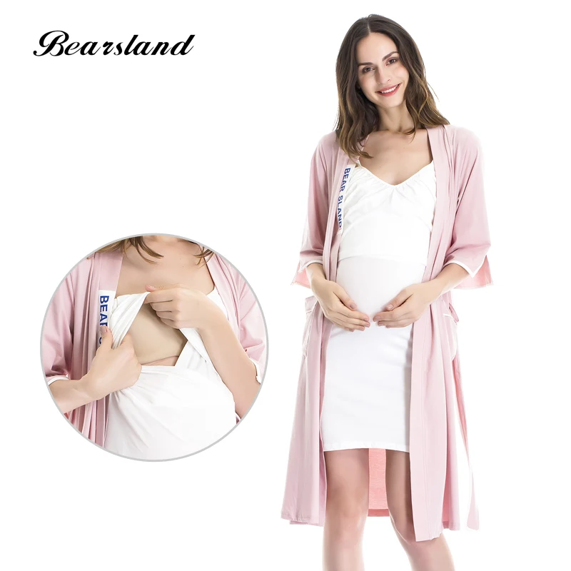 Bearsland Women's Maternity Nursing Nightdress Robe and Breastfeeding