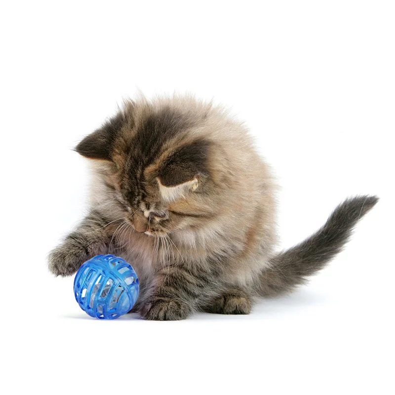 

3pcs Small Cat Pet Toys Hollow Out Round Illuminate Ball bell Sound Toy Lighting LED Play Toys With Small bell Cat Products AB