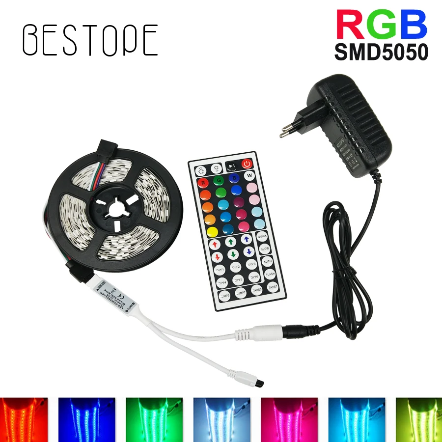 Музыка СВЕТОДИОДНЫЕ Ленты 4 М 5 М 5050 SMD RGB СВЕТОДИОДНЫЕ Полосы Ленты свет не Водонепроницаемый + Музыка Звуковые Датчик ИК-Пульт 20 ключей + DC12V Адаптер