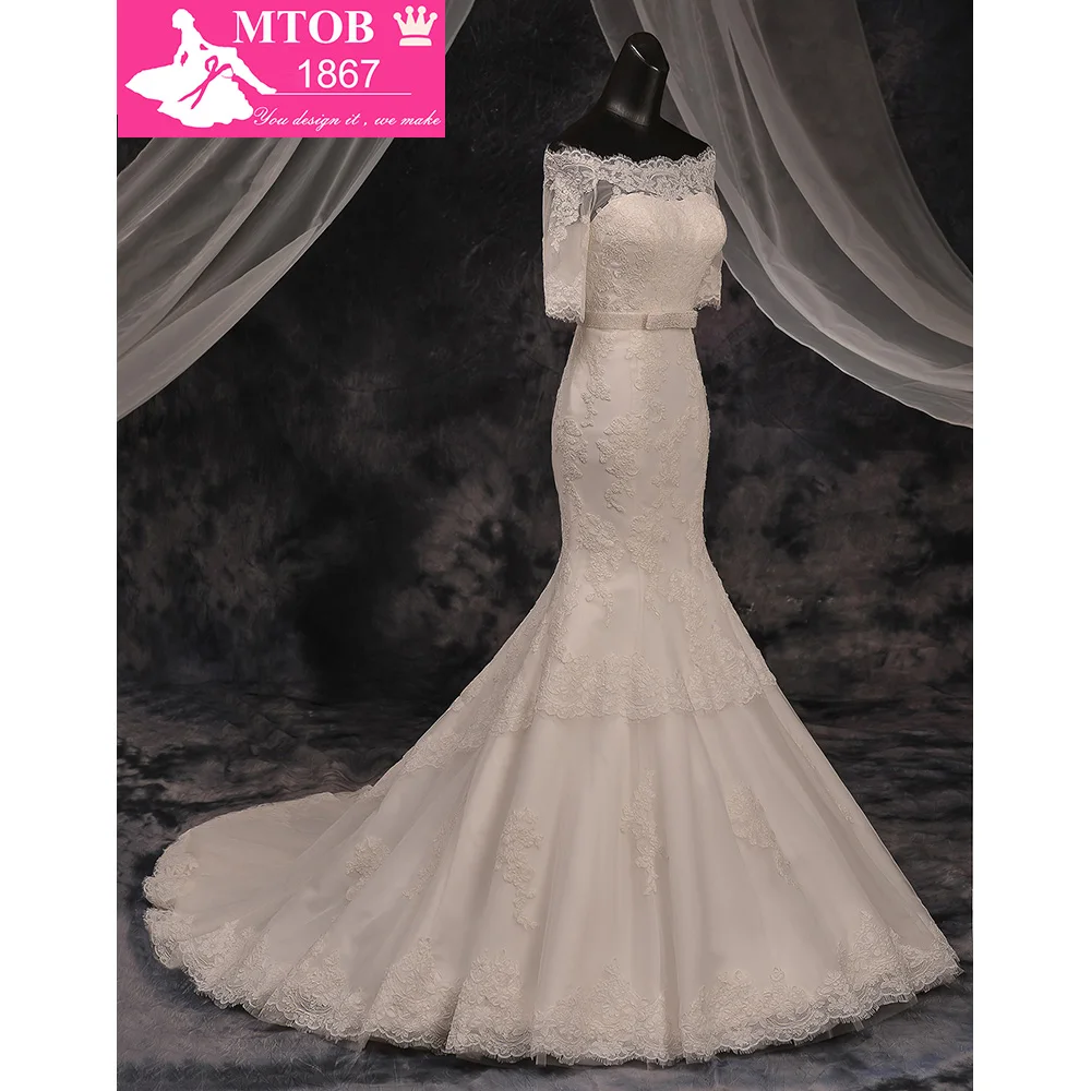 Robe De Mariage Fashionable Boat Neck Off the Shoulder Mermaid Wedding Dresses Lace Wedding Dress Vestido