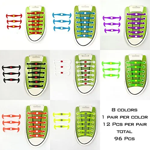 Vtie 8 Наборы для ухода за кожей(96 шт.) ленивый без галстука обуви Кружево Водонепроницаемый силиконовые Обувь Кружево для спортивных Кроссовки все спортивные Спортивная обувь