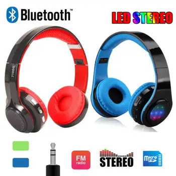 

Foldable Wireless Bluetooth Headphones Glowing LED Headphones with MIC headset
