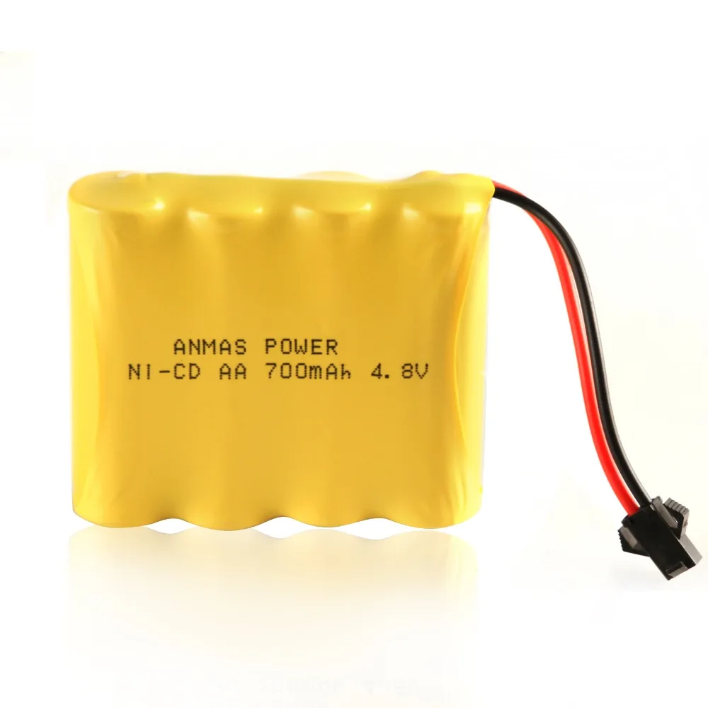 1 упаковка Anmas power 4,8 V 700mAh перезаряжаемая AA батарея RC Ni-Cd SM 2-контактный разъем игрушечного автомобиля Nicd батареи