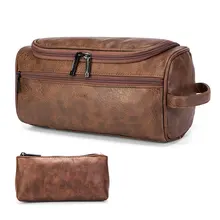 Neceser Vintage de piel sintética para hombre, neceser grande y Portage de viaje para maquillaje, neceser para mujer, neceser para hombre