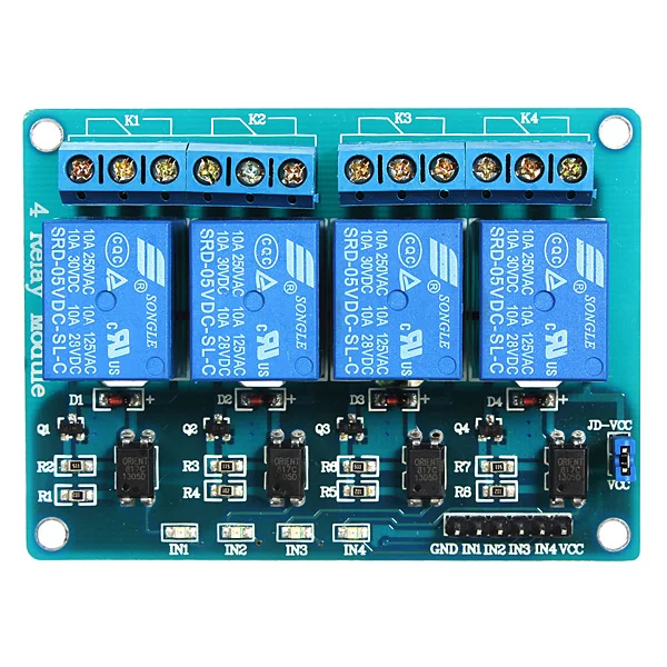 LEORY 1 шт. 5V 4-канальный Релейный модуль для Arduino PIC ARM DSP AVR MSP430 синий схемы для управления "умный дом"