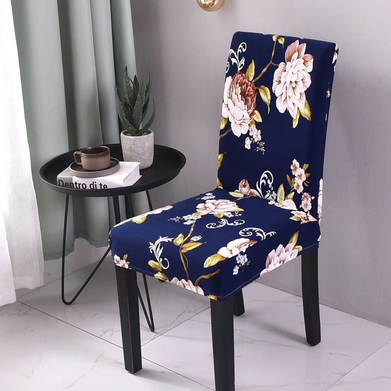 Современные цветочные принтованные свадебные чехлы на стулья из спандекса для столовой, тянущиеся большие эластичные чехлы на стулья для банкета
