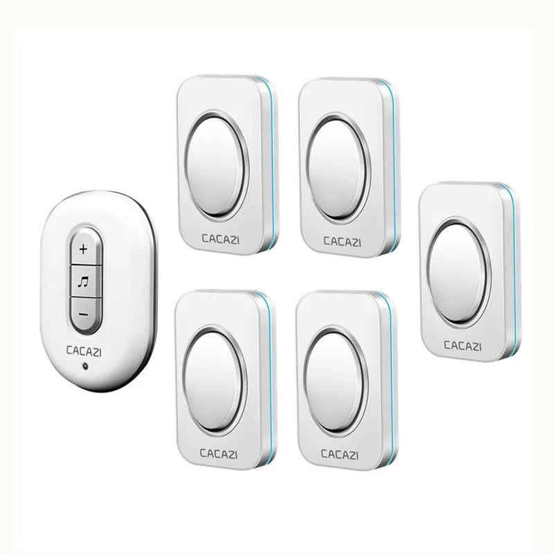 

CACAZI Wireless Doorbell Waterproof Home Battery Smart LED Button 280M Remote Receiver US EU Plug 48 Songs 6 Volume Calling Bell