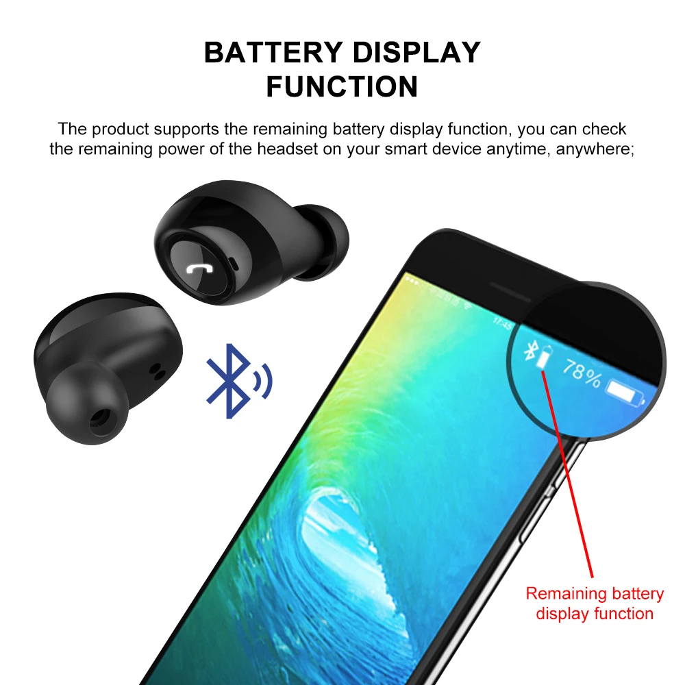 Bluetooth наушники TWS V5.0 водонепроницаемые беспроводные стереогарнитура с двойным