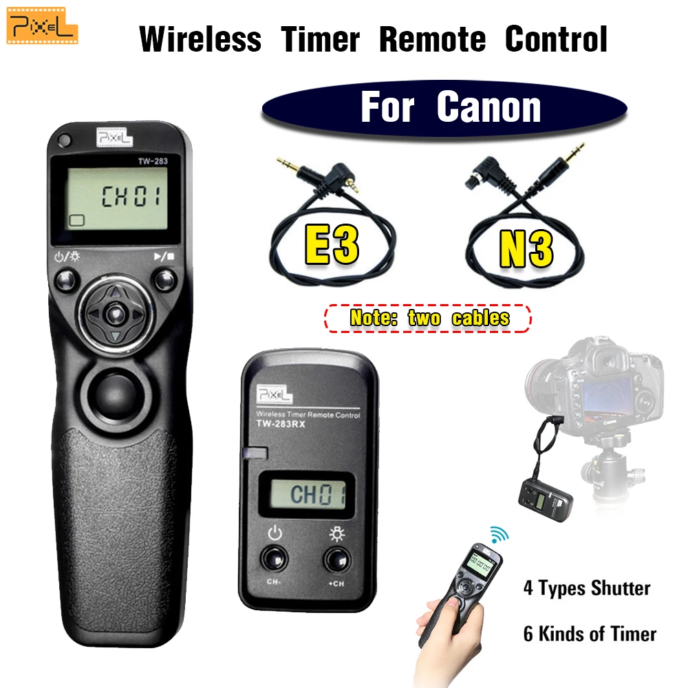 

Pixel TW-283 N3 E3 Wireless Timer Remote Control Shutter Release Cable For Canon 60D 700D 650D 600D 550D 450D 400D 300D 1100D 5D