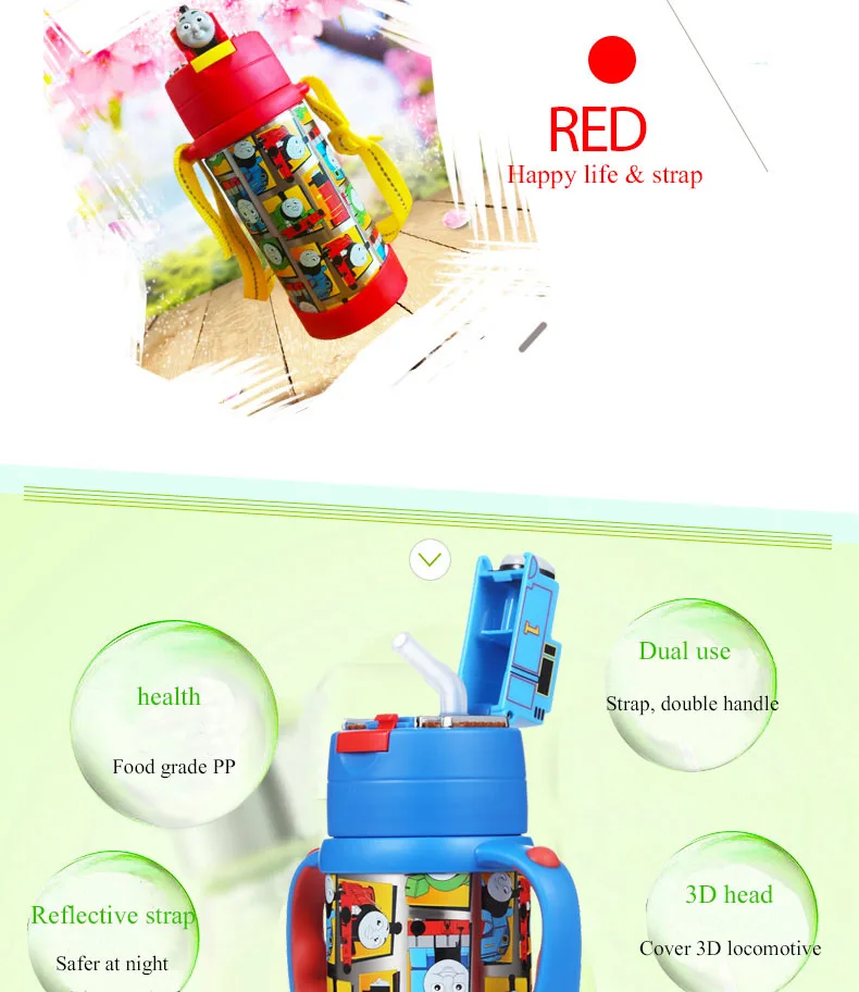 Детский термостат с термостатом Томас, термос с термостатом для воды, портативный 3D стиль, новинка года, ремешок с ручкой, двойное использование