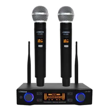 LO U02 Easy to use Professional 2 Handheld UHF Frequencies Dynamic Capsule 2 Channel Wireless Microphone for Karaoke System