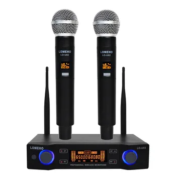 

LO-U02 Easy-to-use Professional 2 Handheld UHF Frequencies Dynamic Capsule 2 Channel Wireless Microphone for Karaoke System