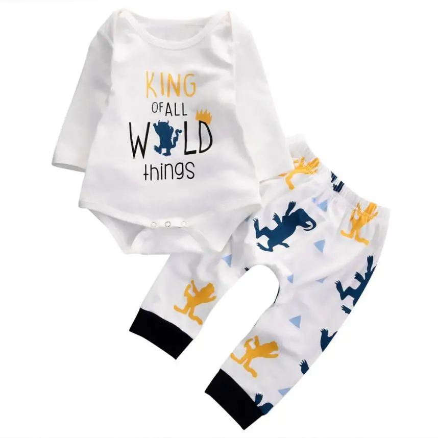 2Pcs 2017 Autumn Baby Boy Girl Clothes Long Sleeve Romper+pants 2pcs Casual Suit Clothing Set Newborn Infant D40 | Детская одежда и