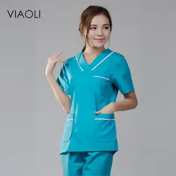 VIAOLI корейский для женщин хирургические халаты мужчин чистка одежда платья зубные стоматологи полу-постоянный красота работы одежда