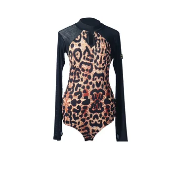

Sexy Latin Dance Leotard Tops Leopard Print Ballroom Dance Wear Rumba Practice Costumes Cha Cha Samba bodysuit For Women DL2901
