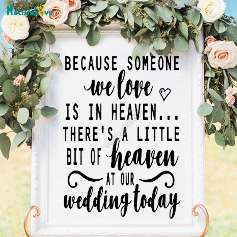 

DIY New Arrivel Rustic Wedding Welcome Reception Sign Vinyl Decal Because Someone We Love Is In Heaven Chalkboard Decals B758