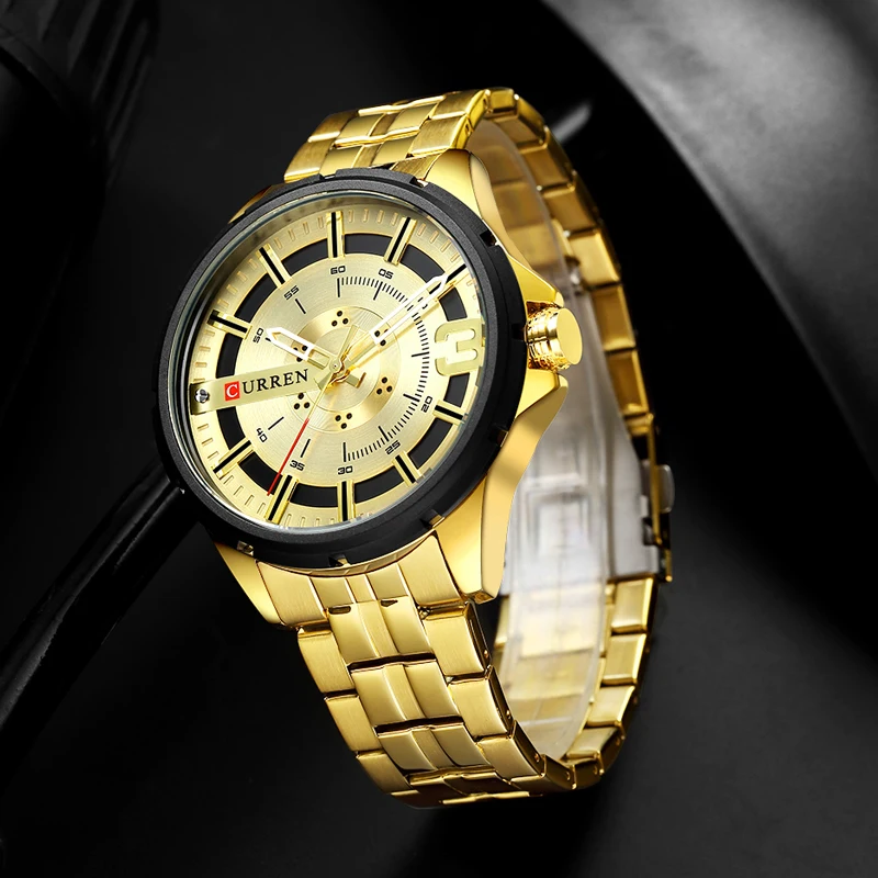 Curren Мужские часы Топ бренд Роскошные креативные водонепроницаемые золотые мужские наручные часы из нержавеющей стали бизнес золотые мужские часы