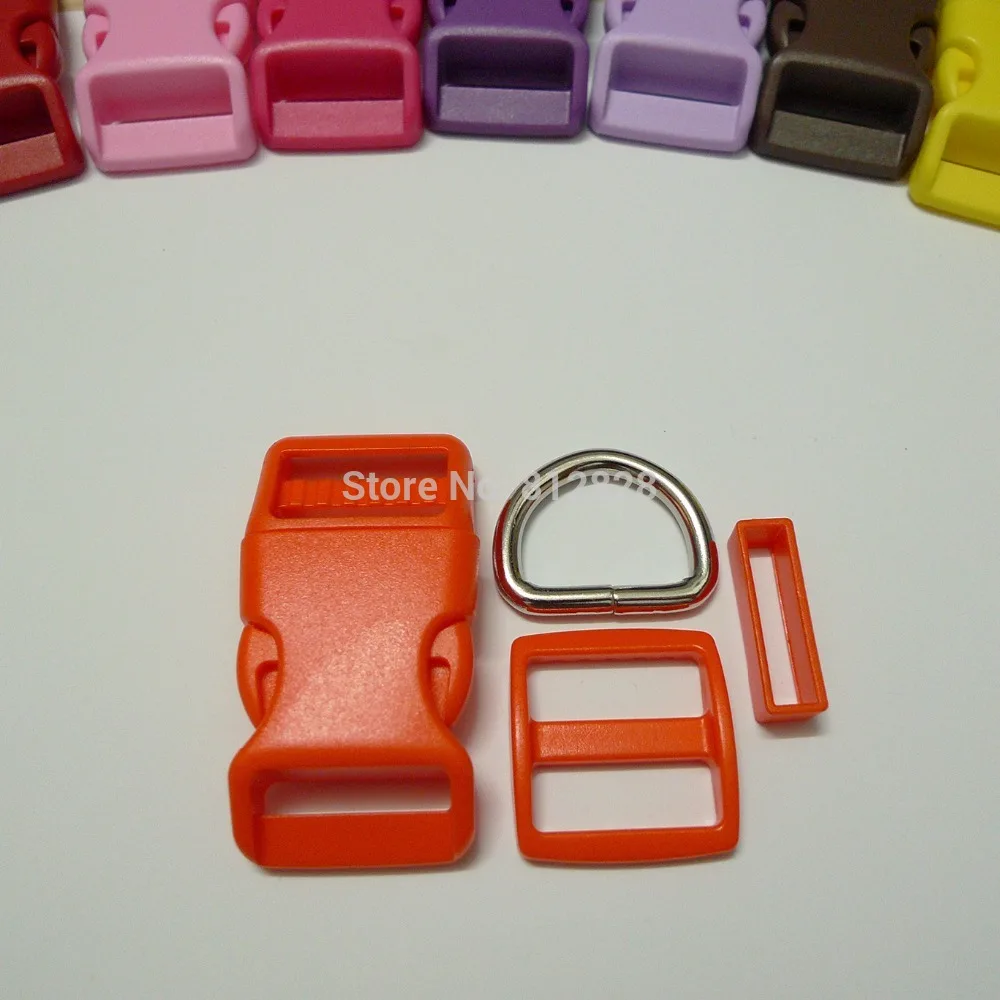 

25 Sets 1'' 25mm #14 ORANGE COLOR Dog Collar Hardware Curved Side Release Buckle Set
