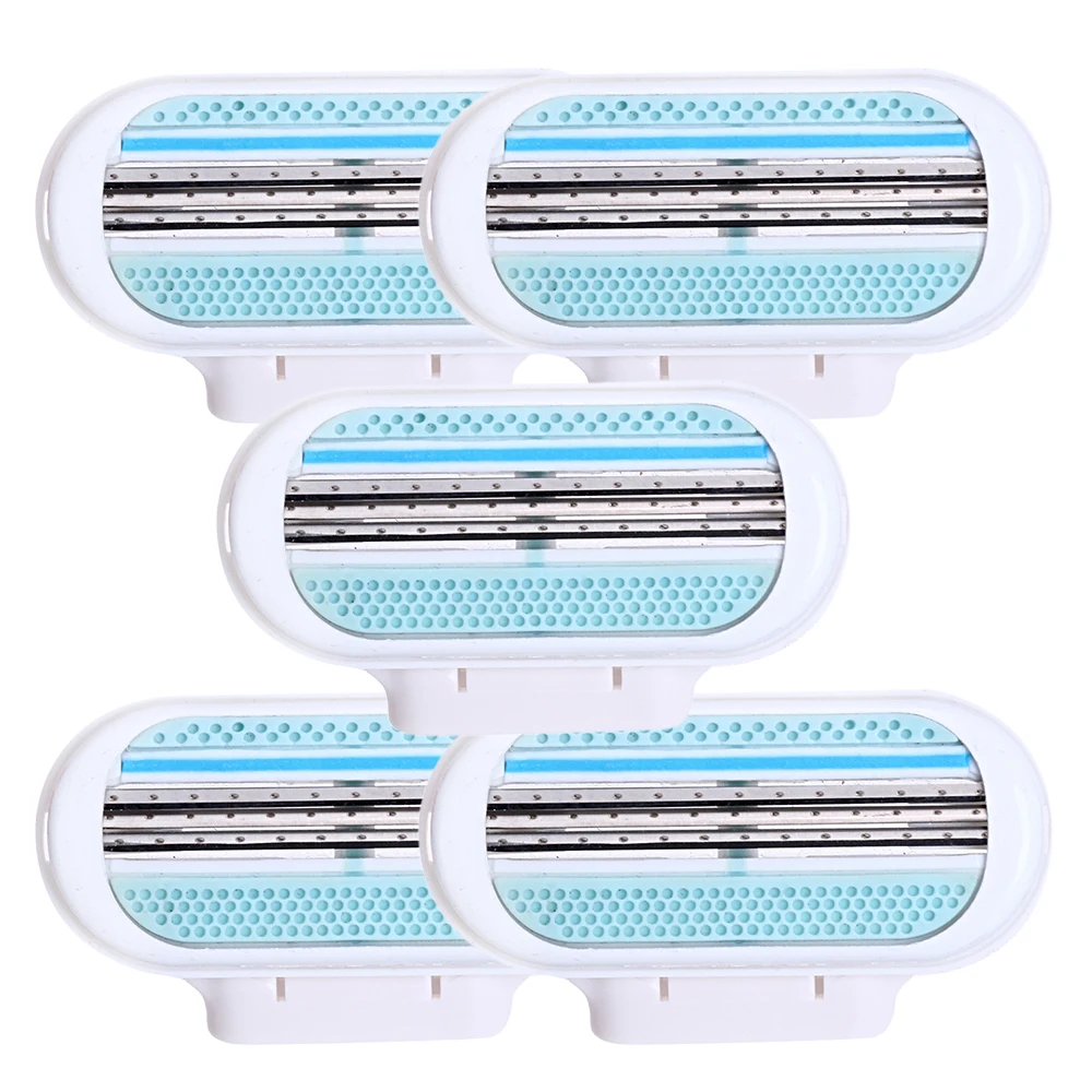 

5pcs/lot Beauty Safety Razor Blade Shaving For Women Face&Body Three Edge Straight Razor Blades Head