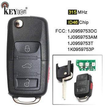 

KEYECU 10x 315MHz ID48 Chip Flip 3+1 4 Button Remote Key Fob for Volkswagen Golf Beetle Je*tta Passat R32 Eos G*TI Rabbit CC