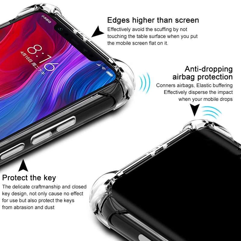 Для Xiaomi Mi8 6 5X 6X 5C 5S note 3 тонкий кристально прозрачный мягкий противоударный чехол Mi