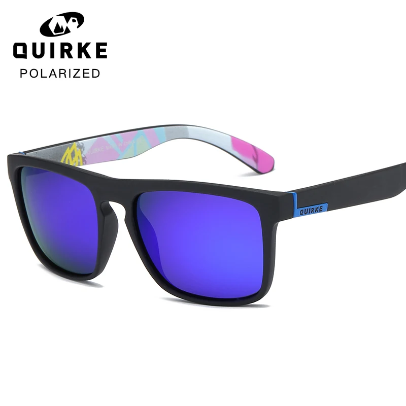 QUIRKE, поляризационные солнцезащитные очки, квадратные очки для вождения, мужские и женские, унисекс, спортивные, люксовый бренд, Google, UV400, с фирменной коробкой - Цвет линз: Бургундия