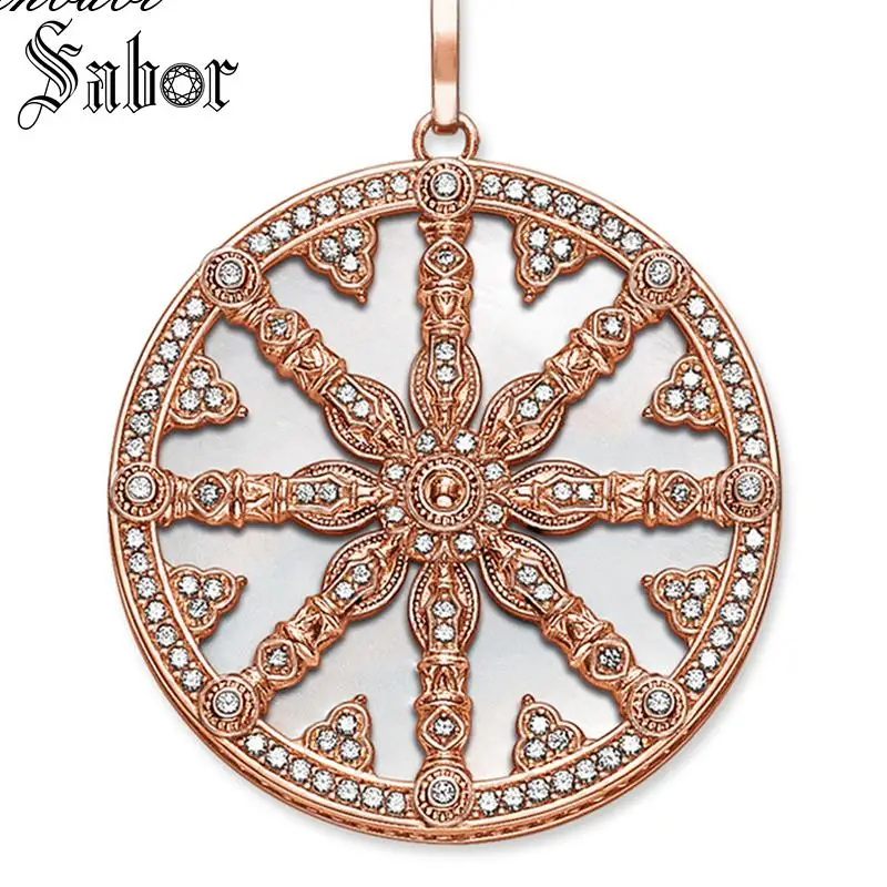

Pendant Karma Wheel Rose Gold 925 Sterling Silver For Women Girls Gift Chains Jewelry Pendant Fit Necklace thomas