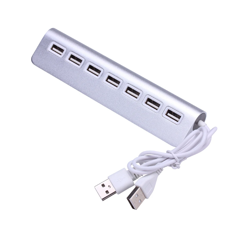 Newest High Speed Micro Mini Aluminum Alloy 7 Ports USB 2.0 Hub For Apple Mac PC Laptop Computer Peripherals Accessories